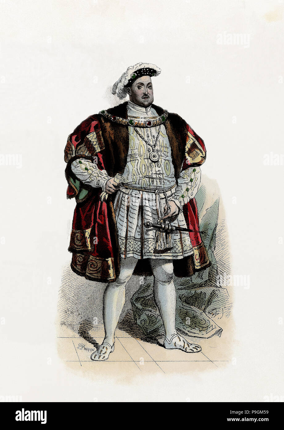 Heinrich VIII., König von England (Greenwich, 1491 - Westminster, 1547), Sohn von Heinrich VI., Gravur von… Stockfoto