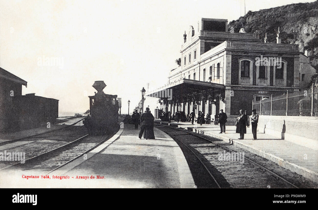 Arenys de Mar, an der Küste von Barcelona, 1910. Stockfoto