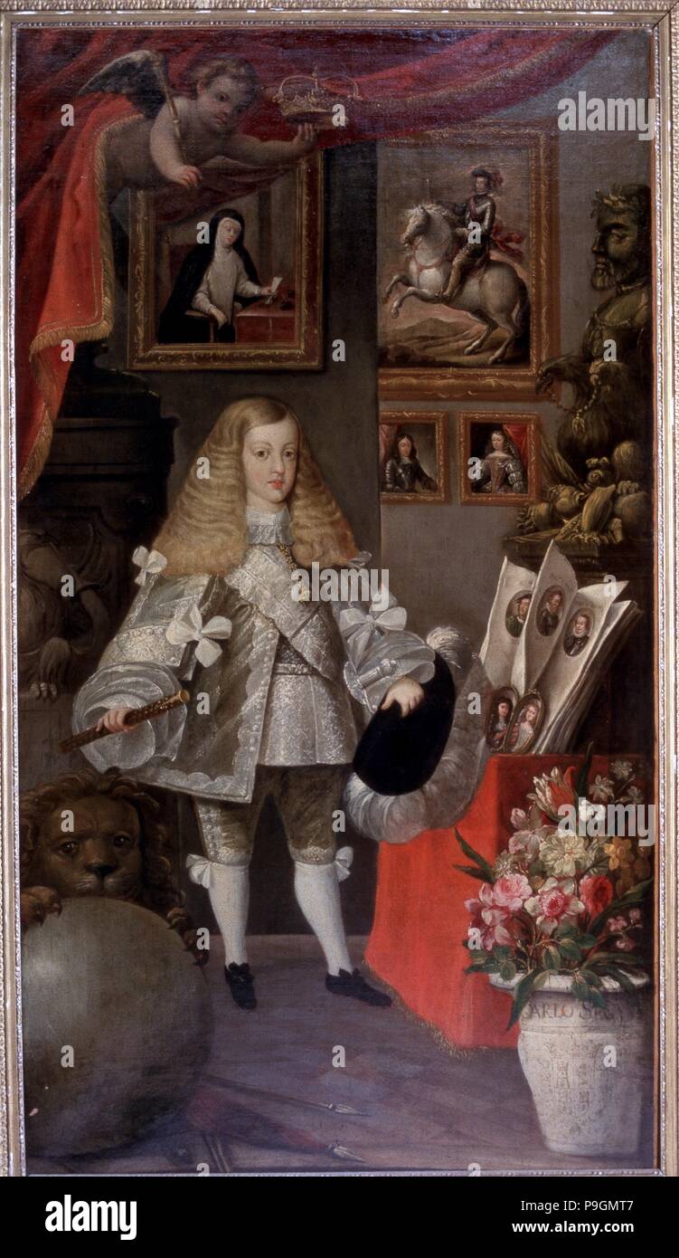 Charles II (1661-1700), König von Spanien von 1665. 'Charles II. und das Austria Haus'. Stockfoto