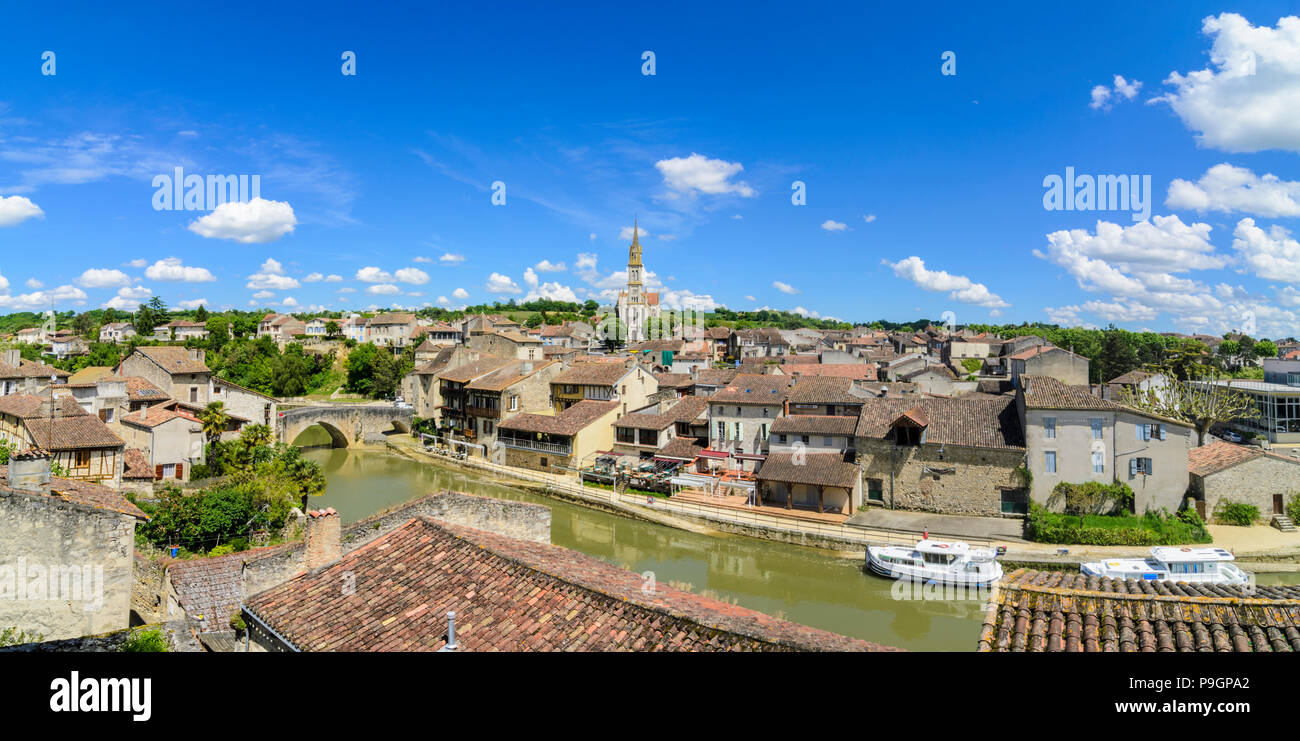 Nérac Altstadt panorama auf dem Fluss Baïse, Nerac, Lot-et-Garonne, Frankreich Stockfoto