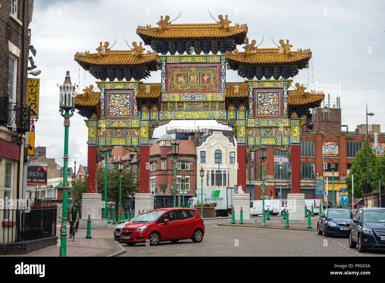 Chinatown Gate Arch/Liverpool, Großbritannien Stockfoto