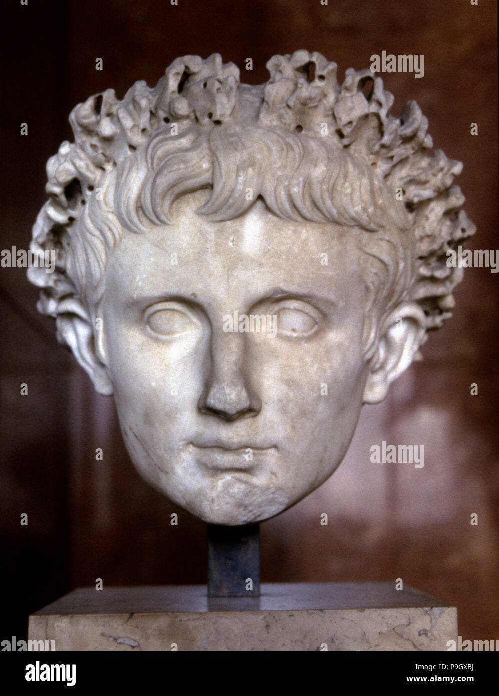 Büste des Gaius Julius Caesar Augustus (Octavian) (63 a.C. - 14 DC. Römische Kaiser, Neffe und adop... Stockfoto