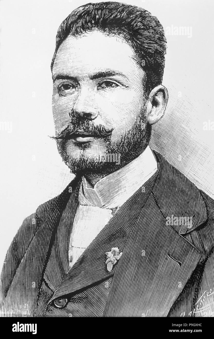 Rubén Darío (1867-1916, nicaraguanischen Dichter, Gravur im Jahr 1892. Stockfoto Rubén Darío (1867-1916, nicaraguanischen Dichter, Gravur im Jahr 1892. Stockfoto