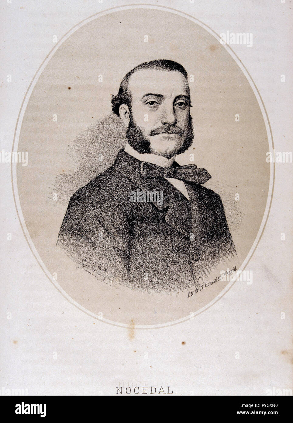 Cándido Nocedal (1821-1885), spanischer Politiker, Lithographie von J. Denou. Stockfoto