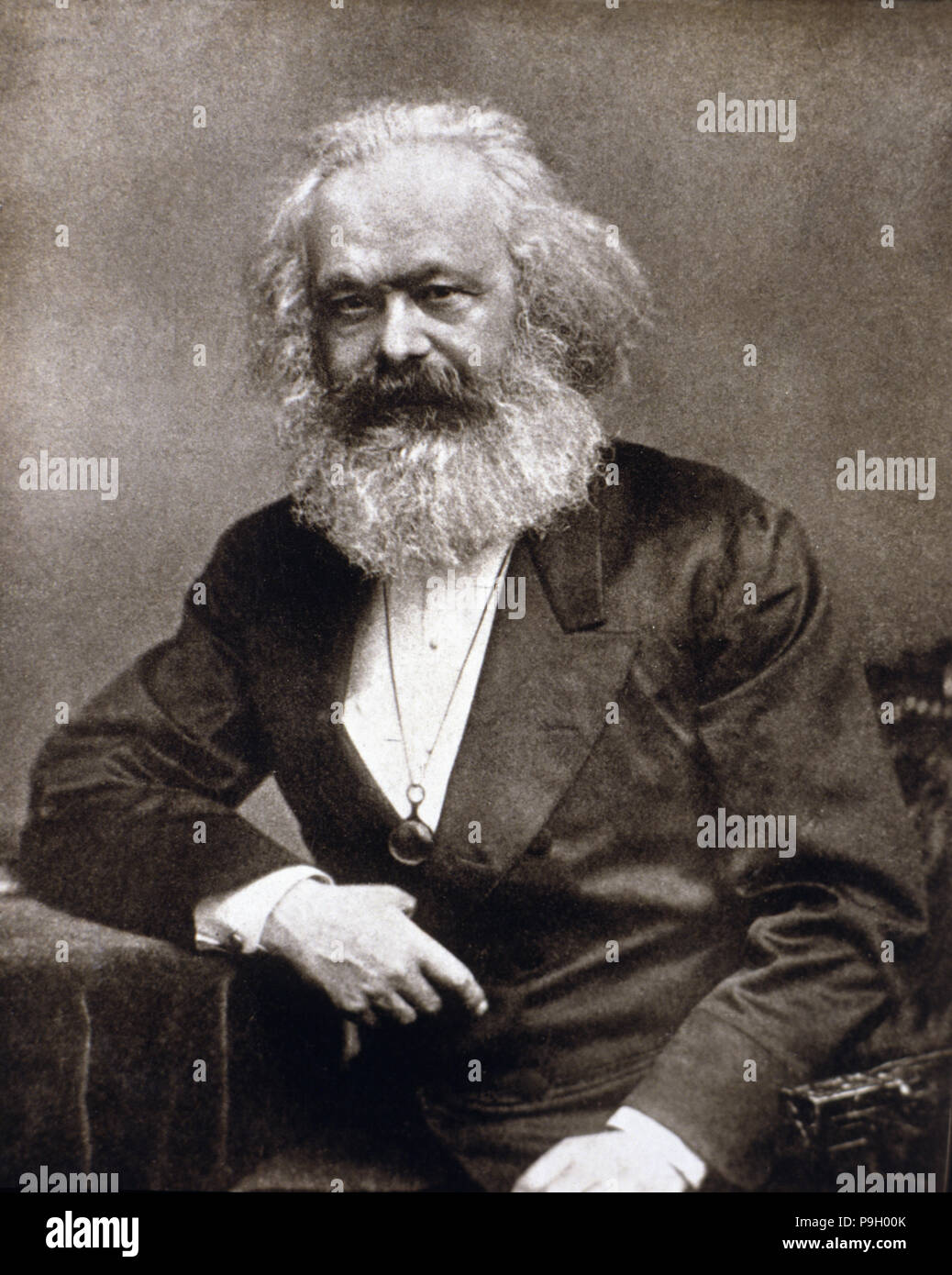 Karl Marx (1818-1883), deutscher Soziologe, Philosoph und Begründer der Lehre des Marxismus und… Stockfoto
