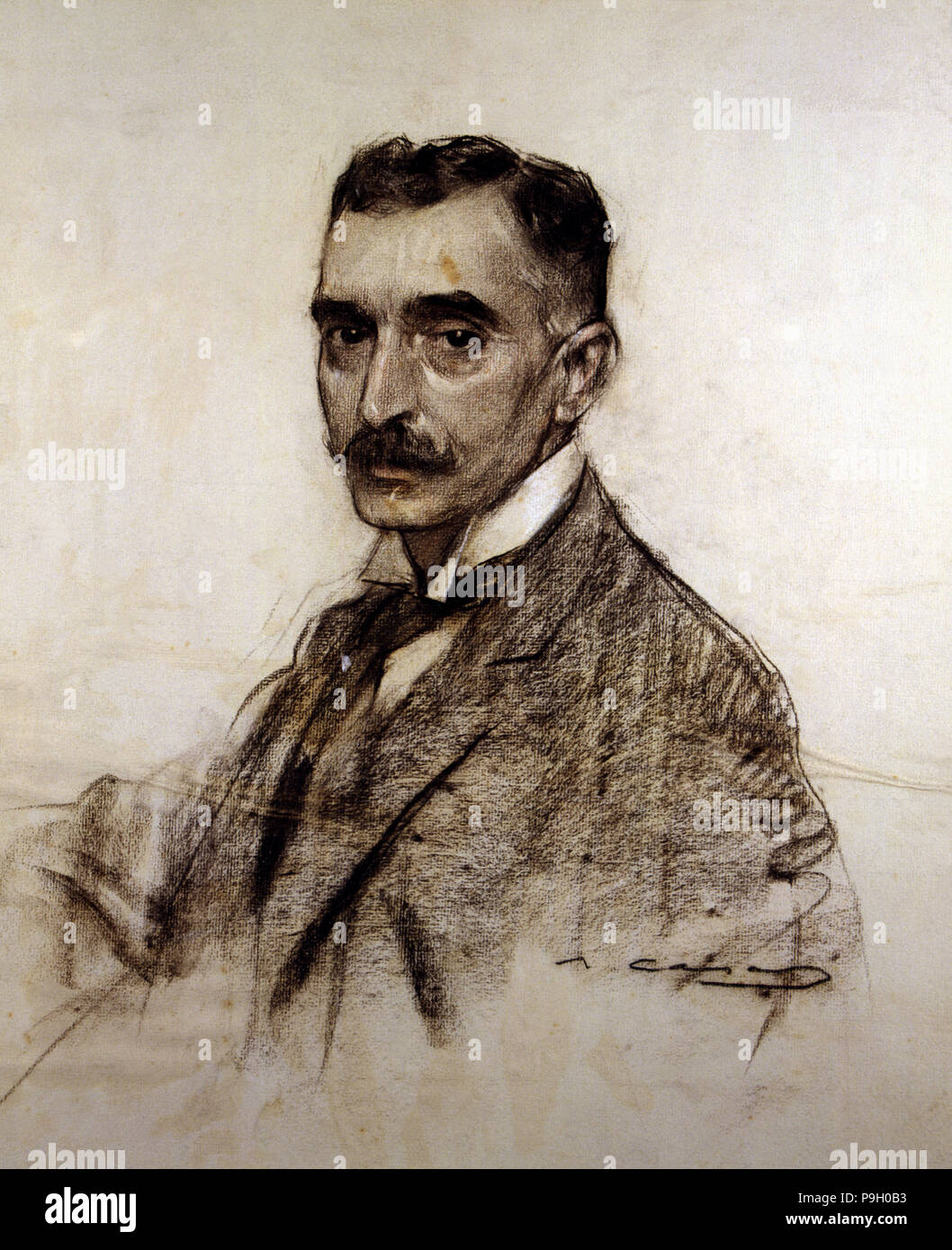 Kohle Portrait Francesc Macia (1859-1933), spanischer Soldat und Politiker, Präsident der... Stockfoto