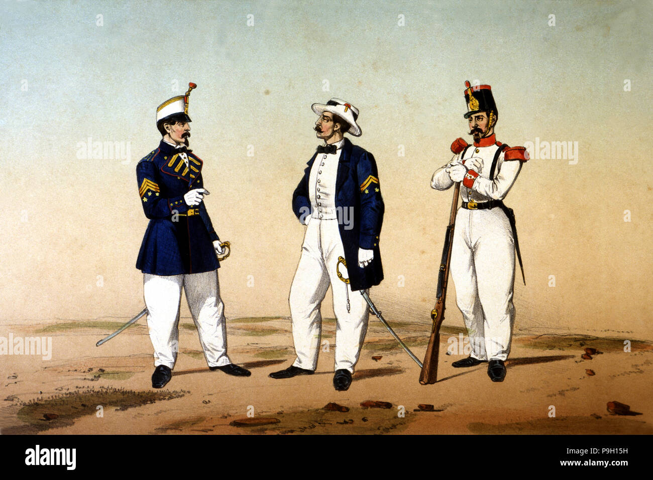 Herrschaft von Elizabeth II, kolonialen Truppen, die Uniformen der Infanterie Truppen auf der Insel… geschrieben Stockfoto