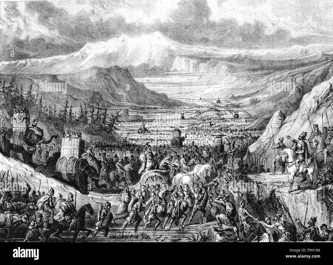 Zweiten Punischen Krieg, Hannibals Feldzug gegen Rom, über die Alpen nach Italien, 19. Jahrhundert en… Stockfoto