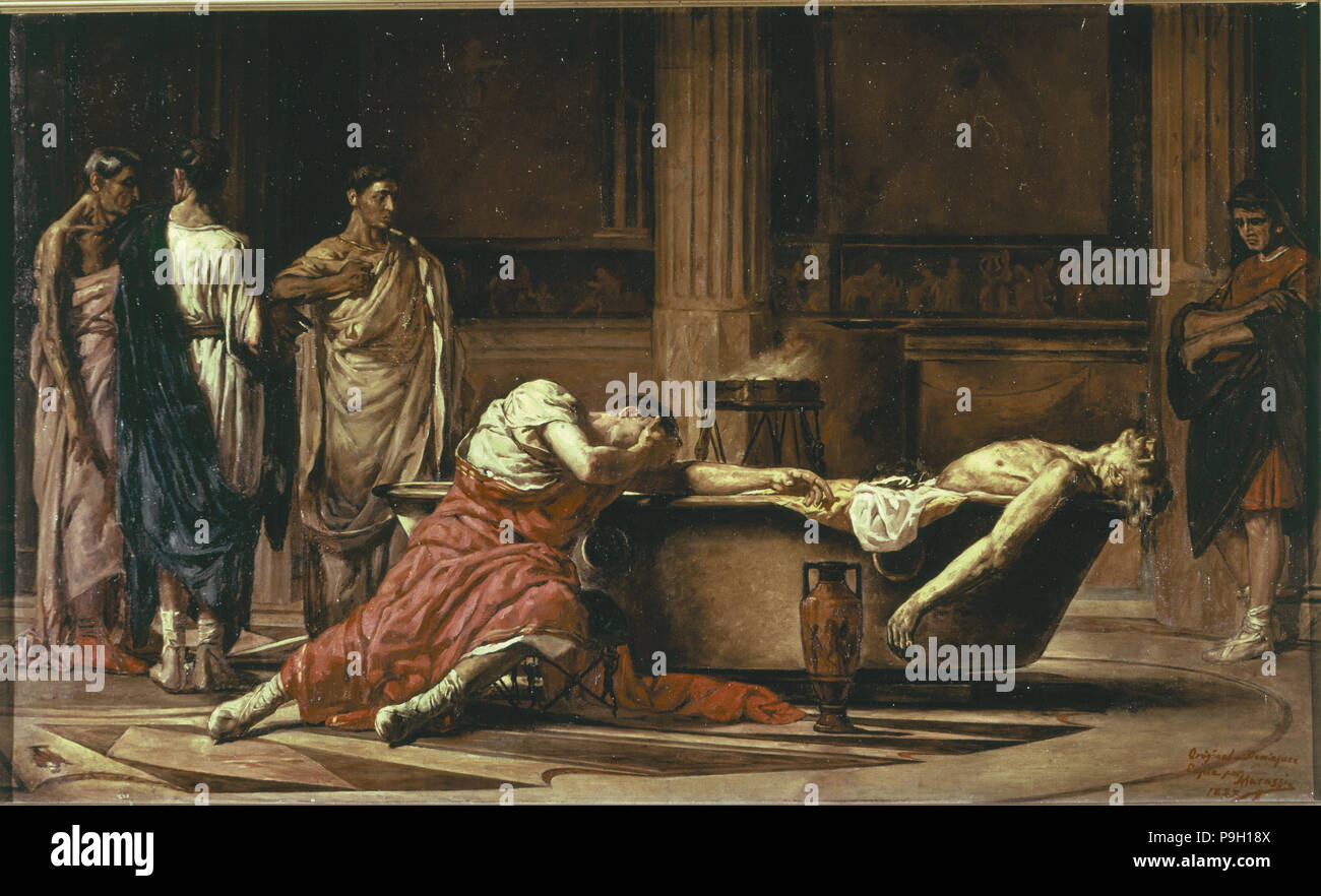 Der Tod des Seneca", Ölgemälde, Lucius Annaeus Seneca (4 V.CHR.-65 N.CHR.), Latein Philosoph, Schriftsteller ein… Stockfoto