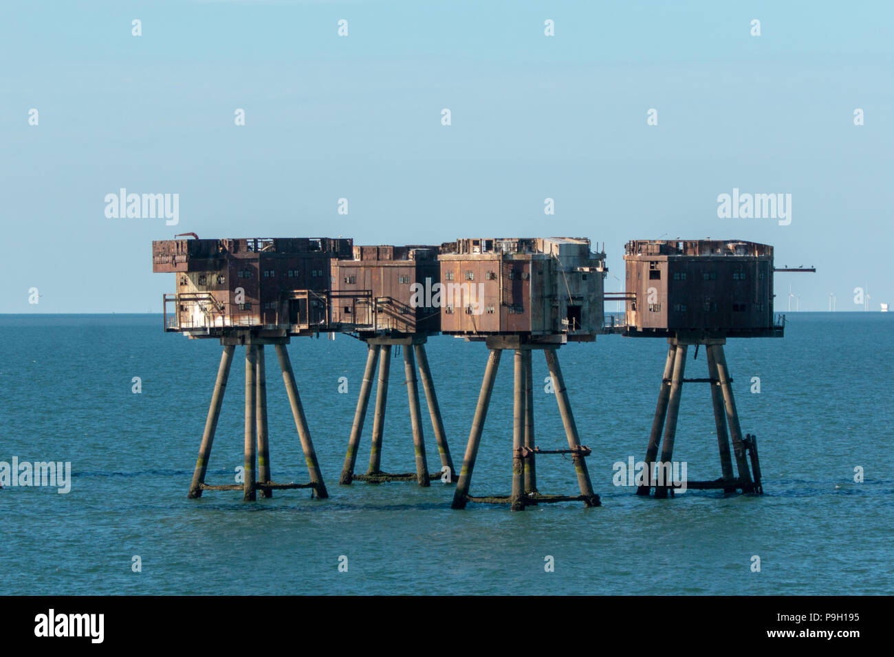 Alte Bohrinseln in der Nordsee Stockfoto