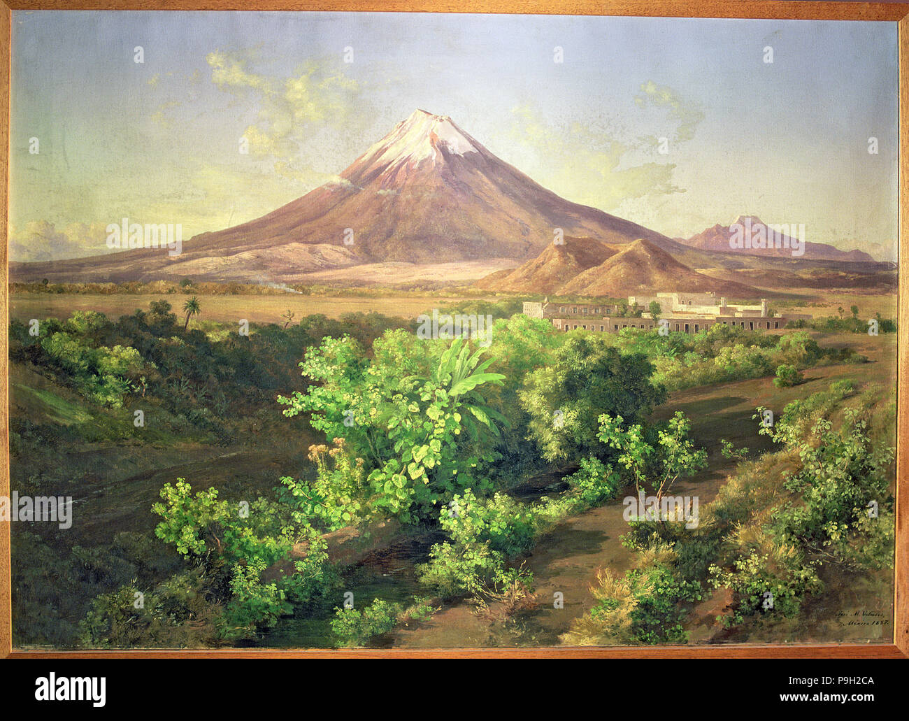 'Mexican Landschaft mit Volcano peak", Öl, 1887 von Jose Maria Velasco. Stockfoto