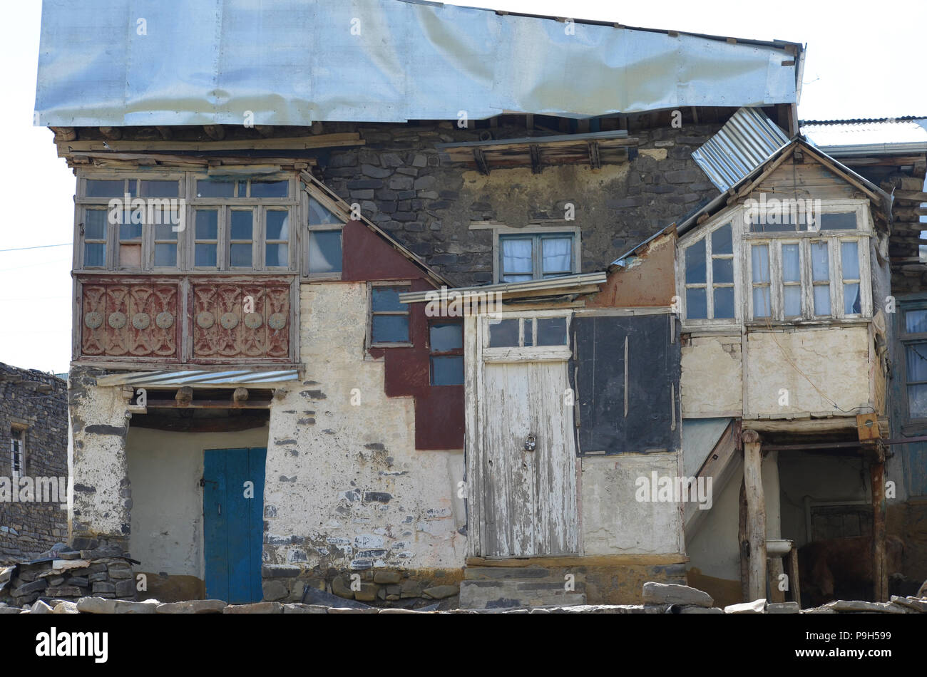 Xinaliq, Aserbaidschan, ein abgelegenes Bergdorf im Kaukasus Stockfoto