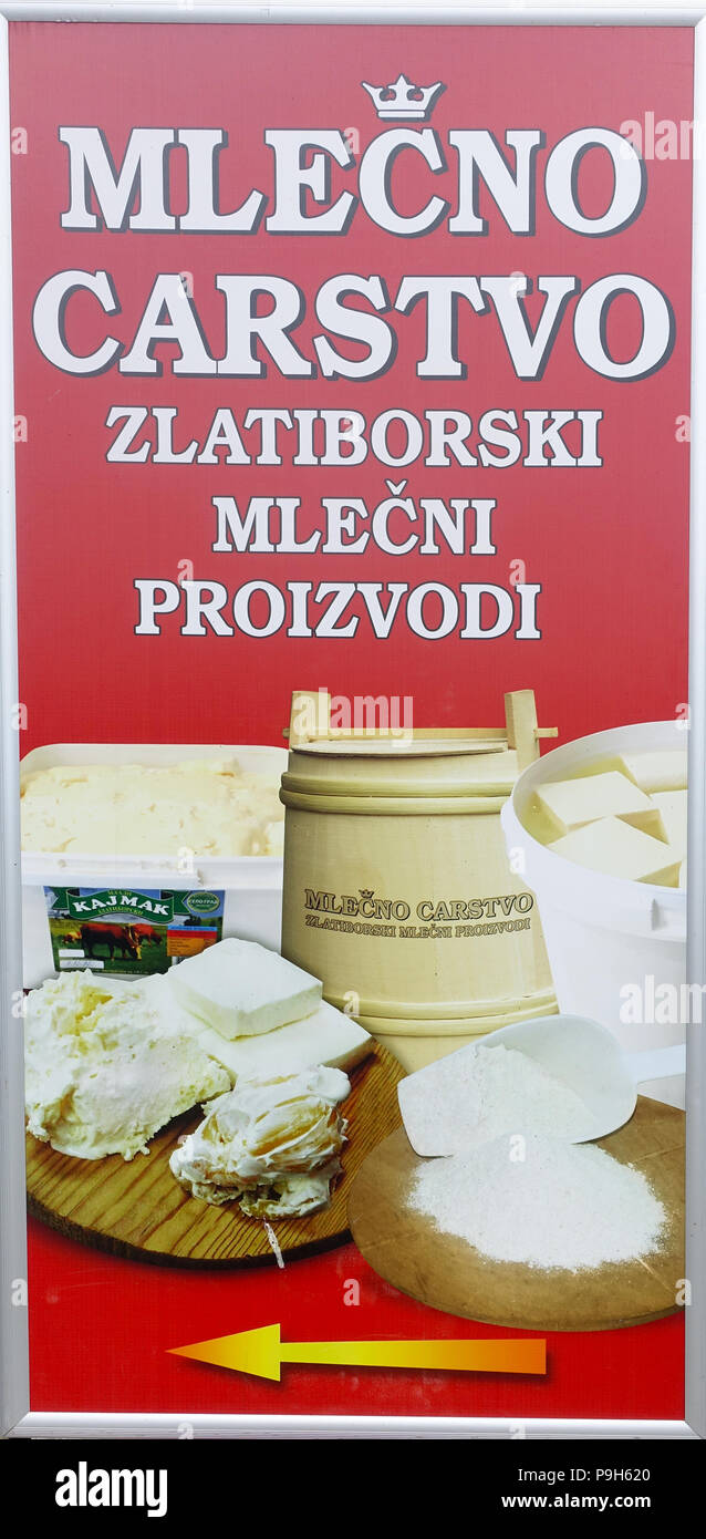 Kajmak poster Serbien Stockfoto