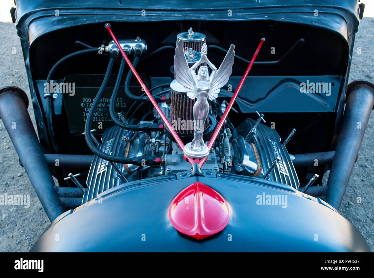 Hot Rod Kühlerfigur Stockfoto