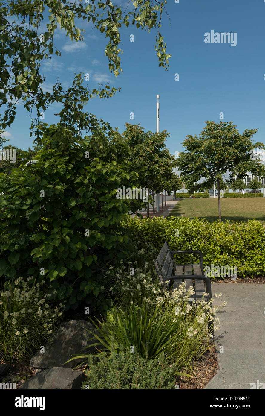 Die Baltischen Verbindungen pocket Garten, in Slessor Gärten, ist Teil der Dundee Waterfront Development scheme, Dundee, Schottland, Großbritannien. Stockfoto