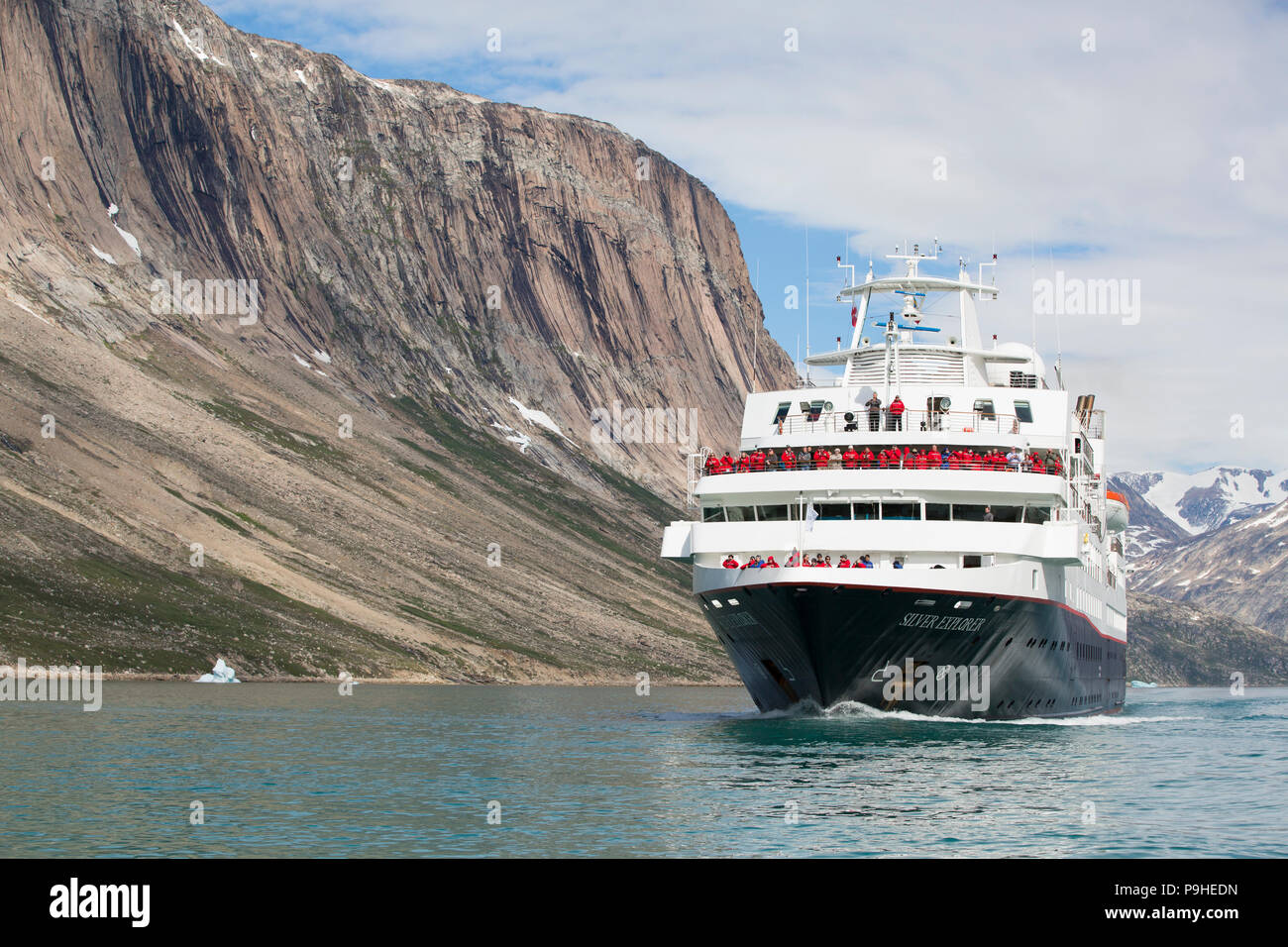 Silber Explorer in Skjoldungen Fjord, Grönland Stockfoto