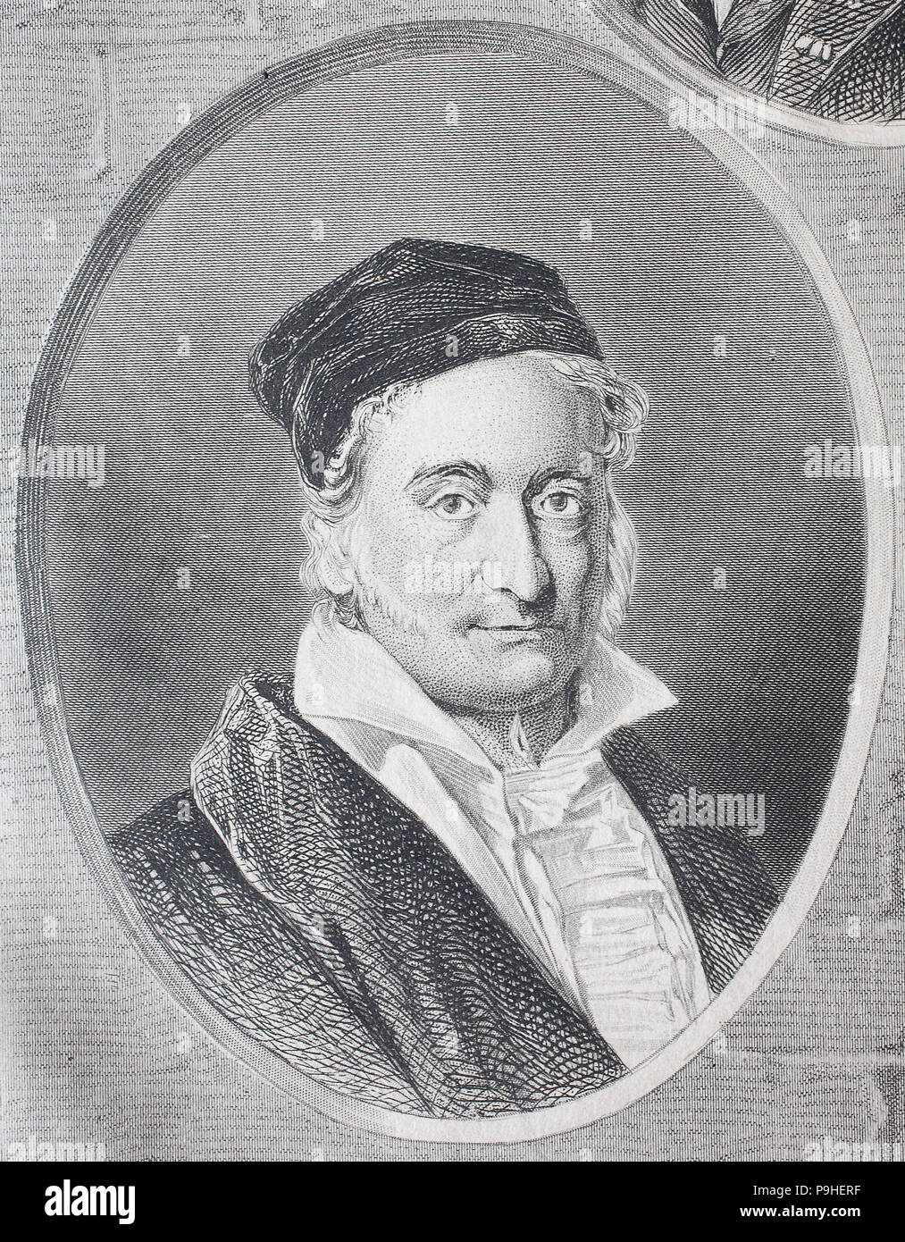 Johann Carl Friedrich Gauß, 30. April 1777 bis 23. Februar 1855, war ein deutscher Mathematiker und Physiker, digital verbesserte Reproduktion eines Holzschnitt Drucken aus dem Jahr 1888 Stockfoto