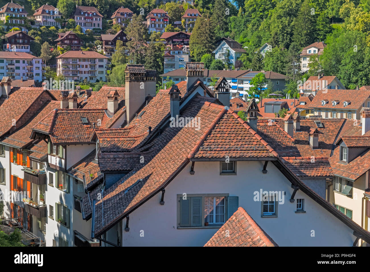 Alte Bürgerhäuser Bern Schweiz Stockfoto