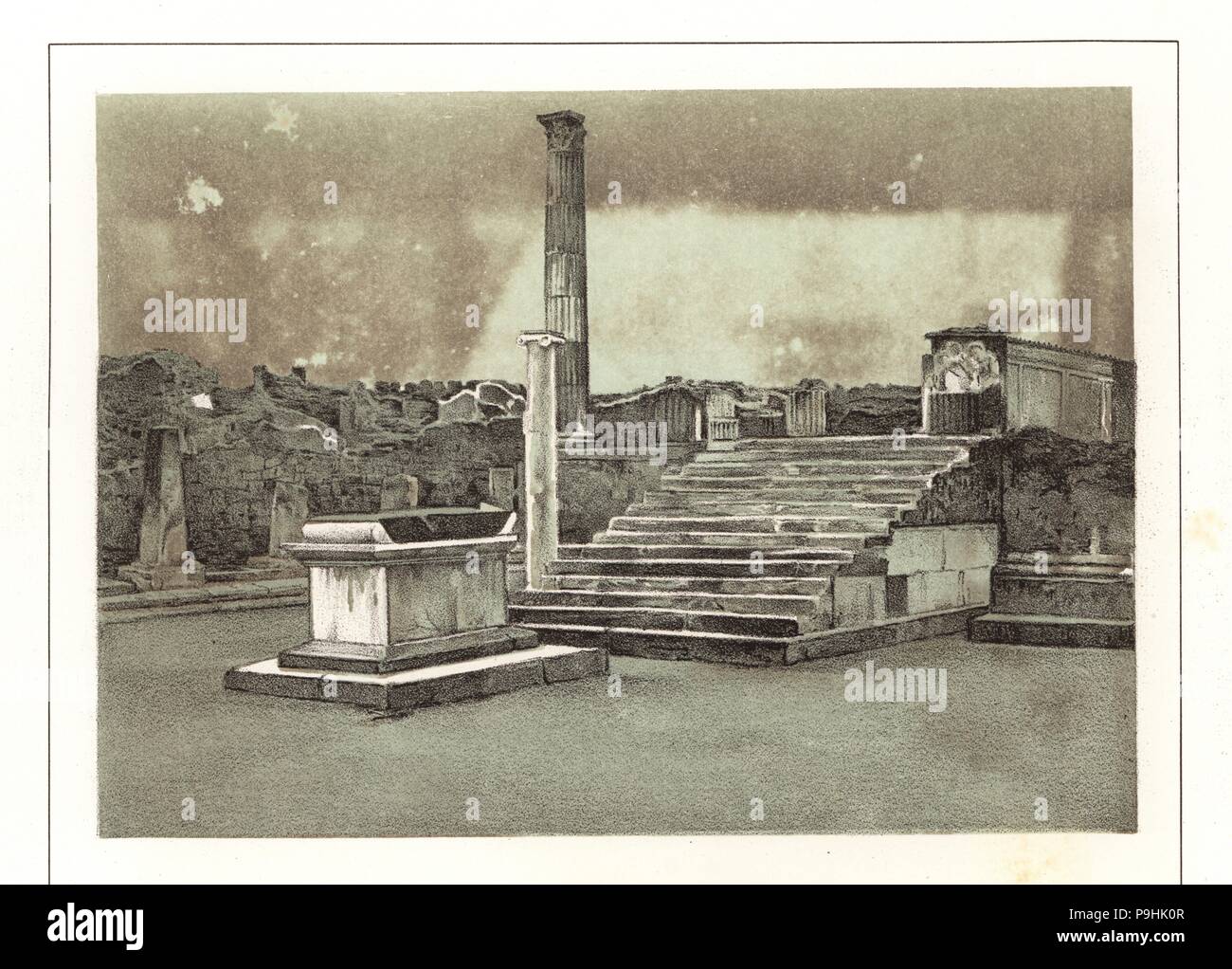 Blick auf den Tempel der Venus in der Nähe der Marina Tor, Pompeji. Chromolithograph nach einer Abbildung von S. De Stefani von Antonio Niccolini von Pompeji: Ansichten und Restaurationen (Pompeji: Essaies et Restaurationen), durch Niccolini, Neapel, 1898 veröffentlicht. Antonio war der Enkel des Architekten Antonio Niccolini Sr. Stockfoto