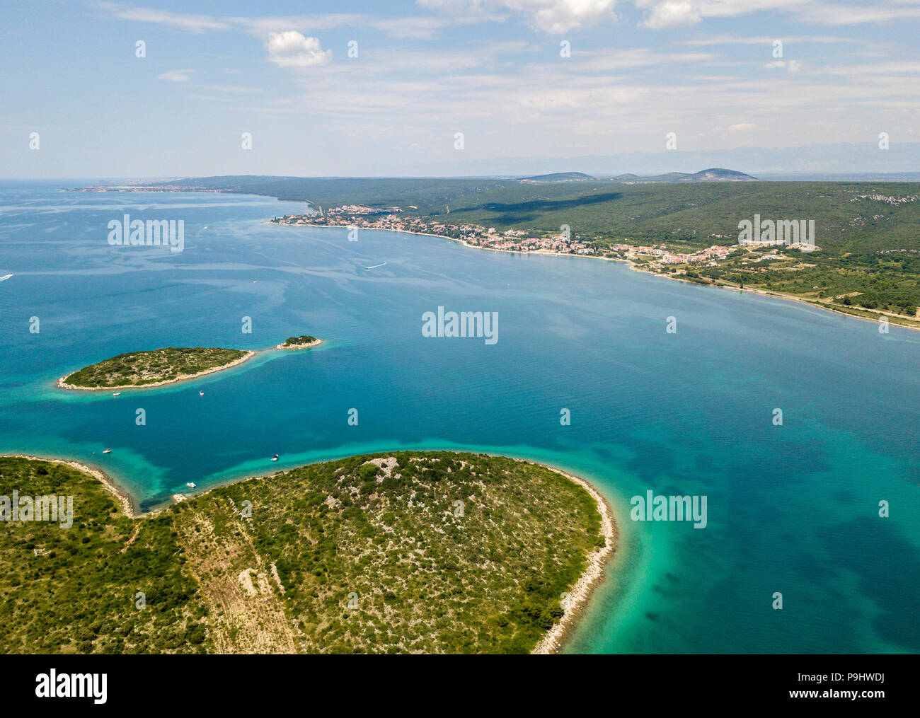 Luftaufnahme der Insel in der Form eines Herzens, Kroatien, Form eines Herzens, Otok Galesnnjak, Inselchen, Rock. Auch als Otok za Zaljubljene Stockfoto