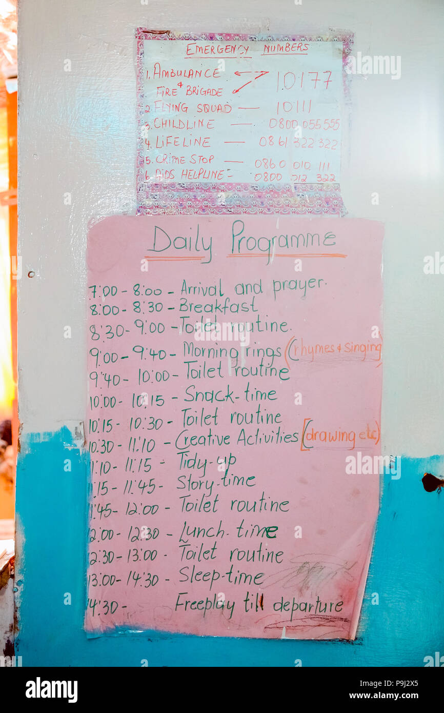 Johannesburg, Südafrika, 11. September 2011, kleine Kinderkrippe Kindertagesstätte Vorschule in einem Vorort von Soweto Nachbarschaft Stockfoto