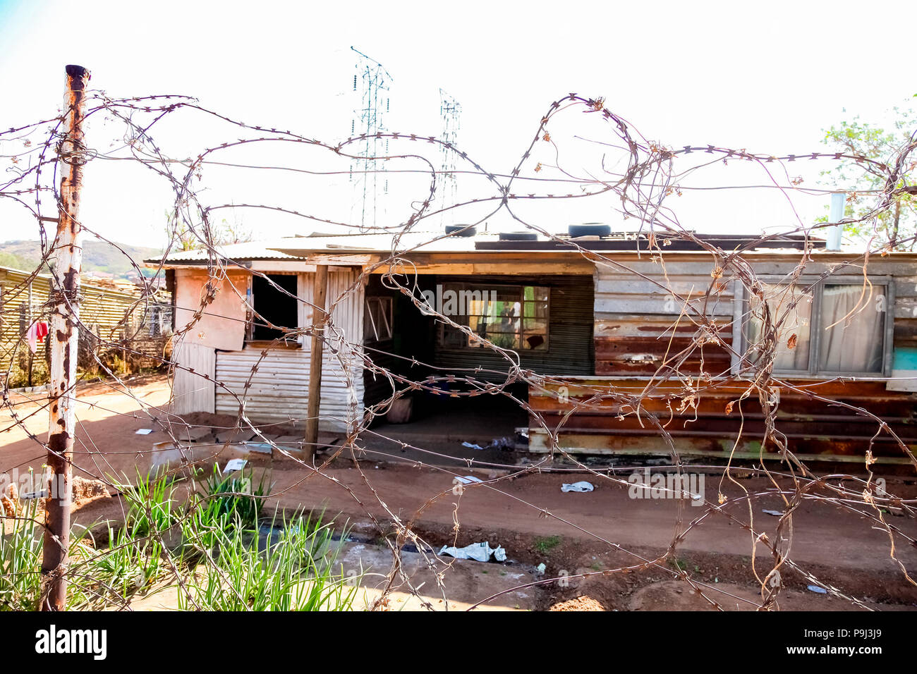 Johannesburg, Südafrika, 11. September 2011, Blick auf die niedrigen Einkommen Häuser in einem Vorort von Soweto Nachbarschaft Stockfoto