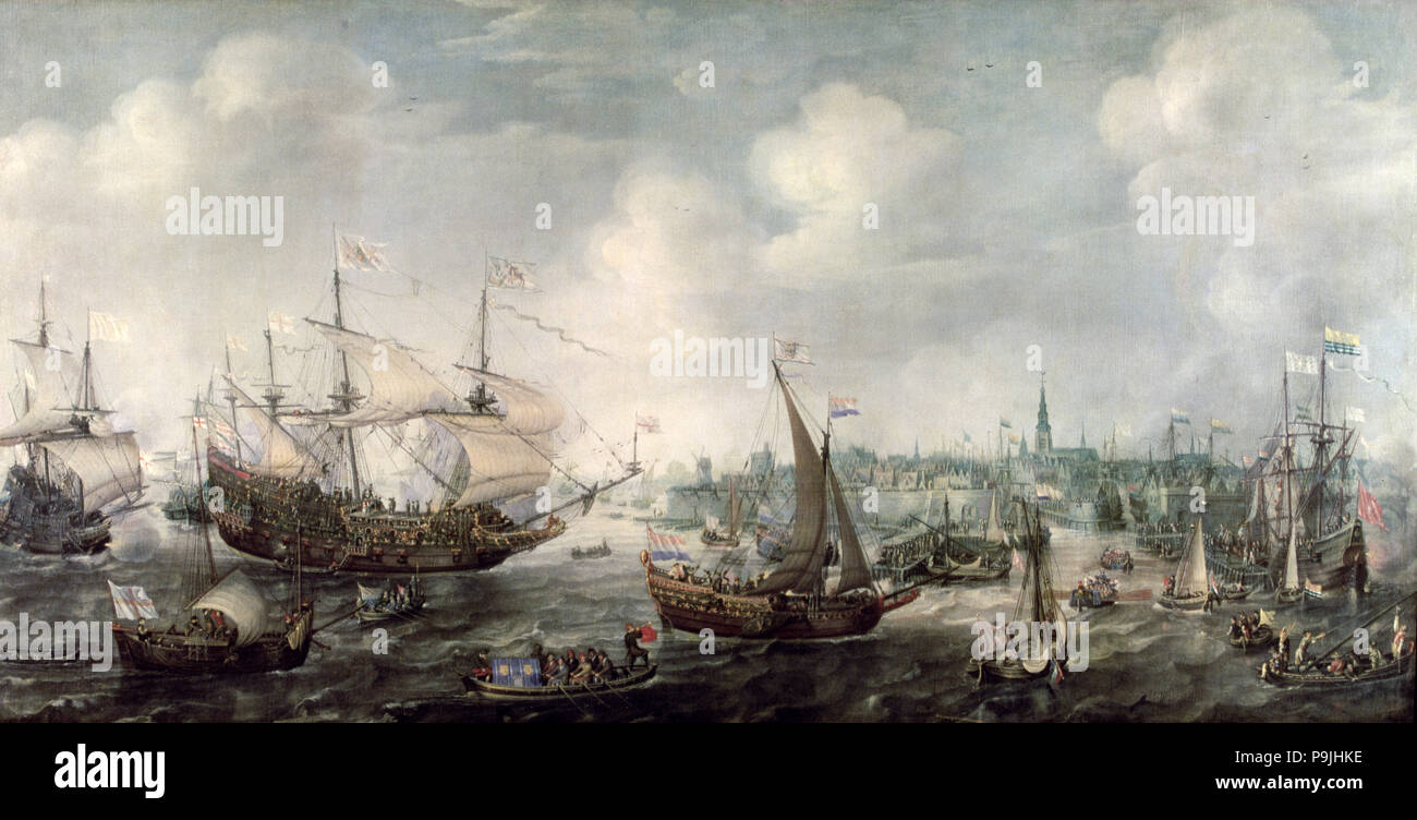 Ankunft von Friedrich V. von der Pfalz nach Vlissingen, 5. Mai 1613. Stockfoto