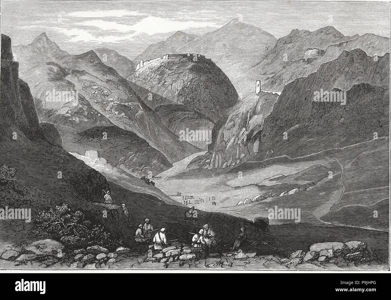 British-Afghan Krieg, Ansicht des Khyber Pass an der afghanischen Grenze mit Indien. Stockfoto