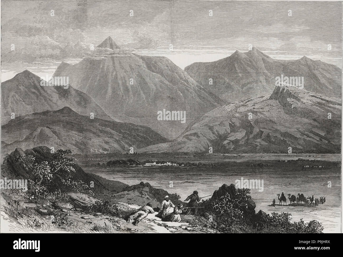 British-Afghan Krieg, Hinterhalt von afghanischen Kämpfer zu einem Konvoi in der Khoorum, in der Nähe des Dorfes Mad... Stockfoto