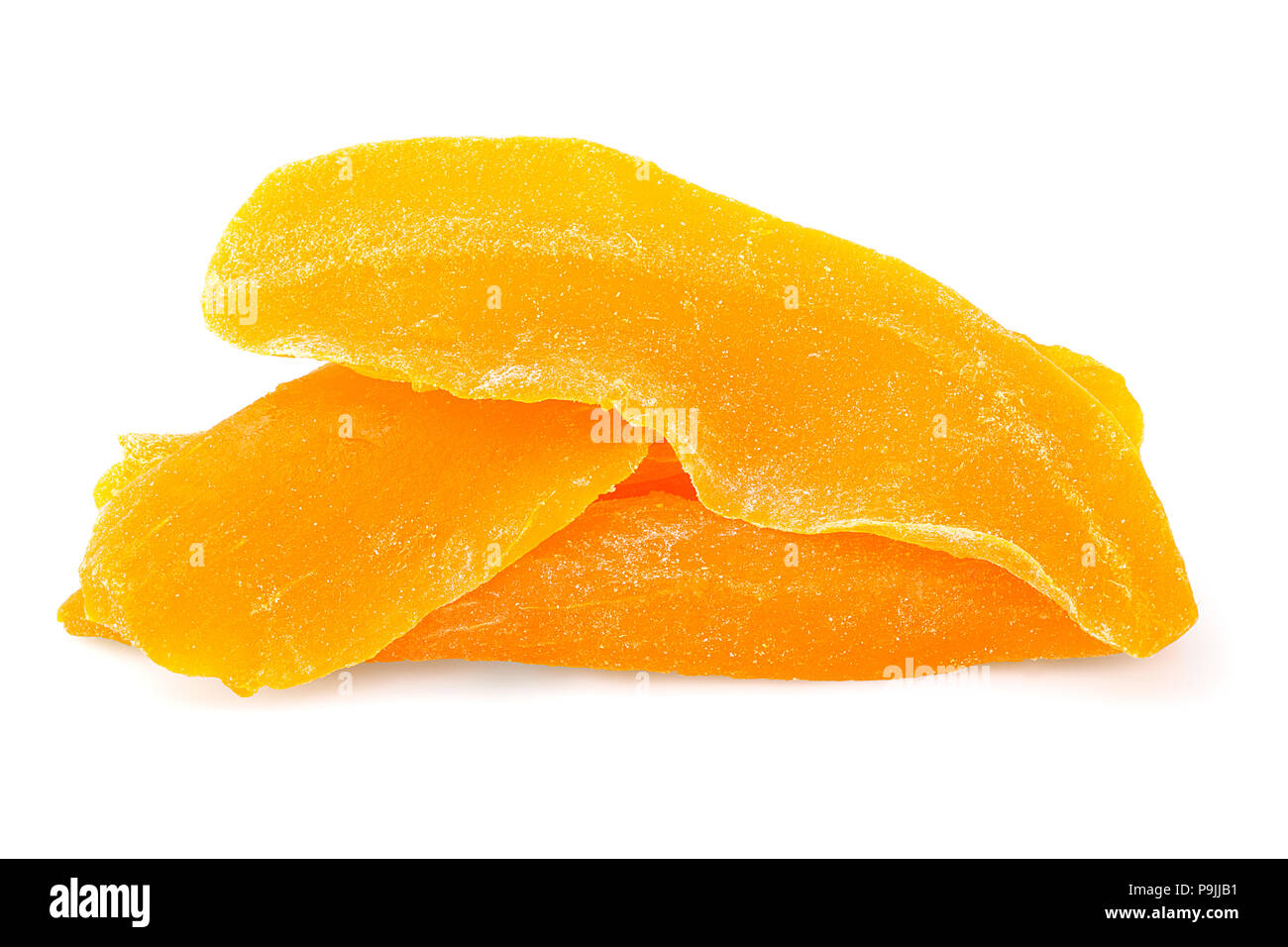 Mango trocken, auf weißem Hintergrund, Beschneidungspfade, volle Tiefenschärfe Stockfoto