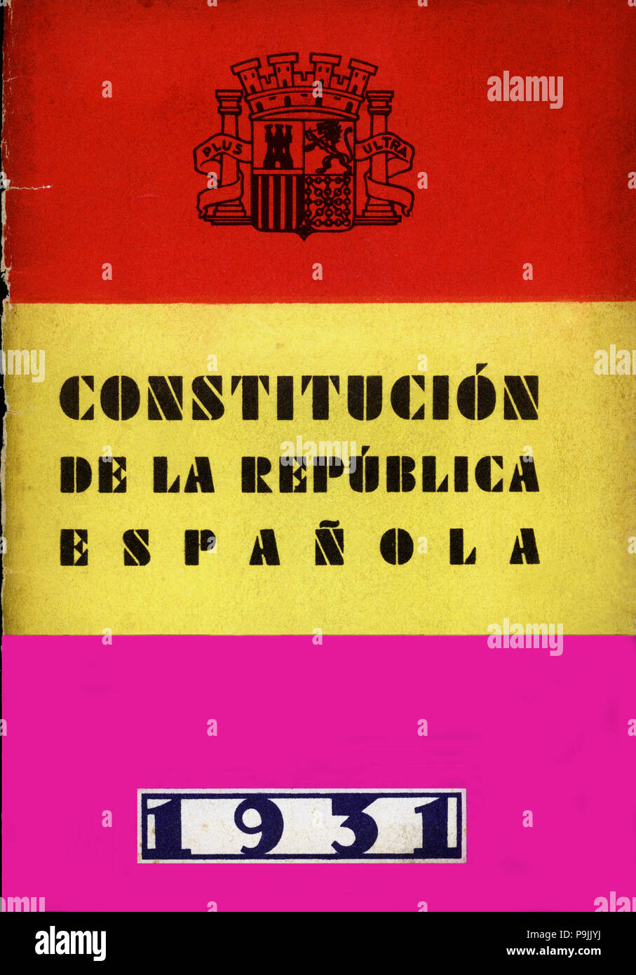 Abdeckung der Verfassung vom 9. Dezember 1931 genehmigt. Stockfoto
