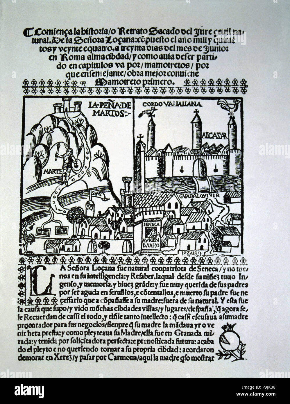 La lozana Andaluza" (Die üppigen andalusischen Mädchen), Illustration aus einer Ausgabe von 1524. Stockfoto