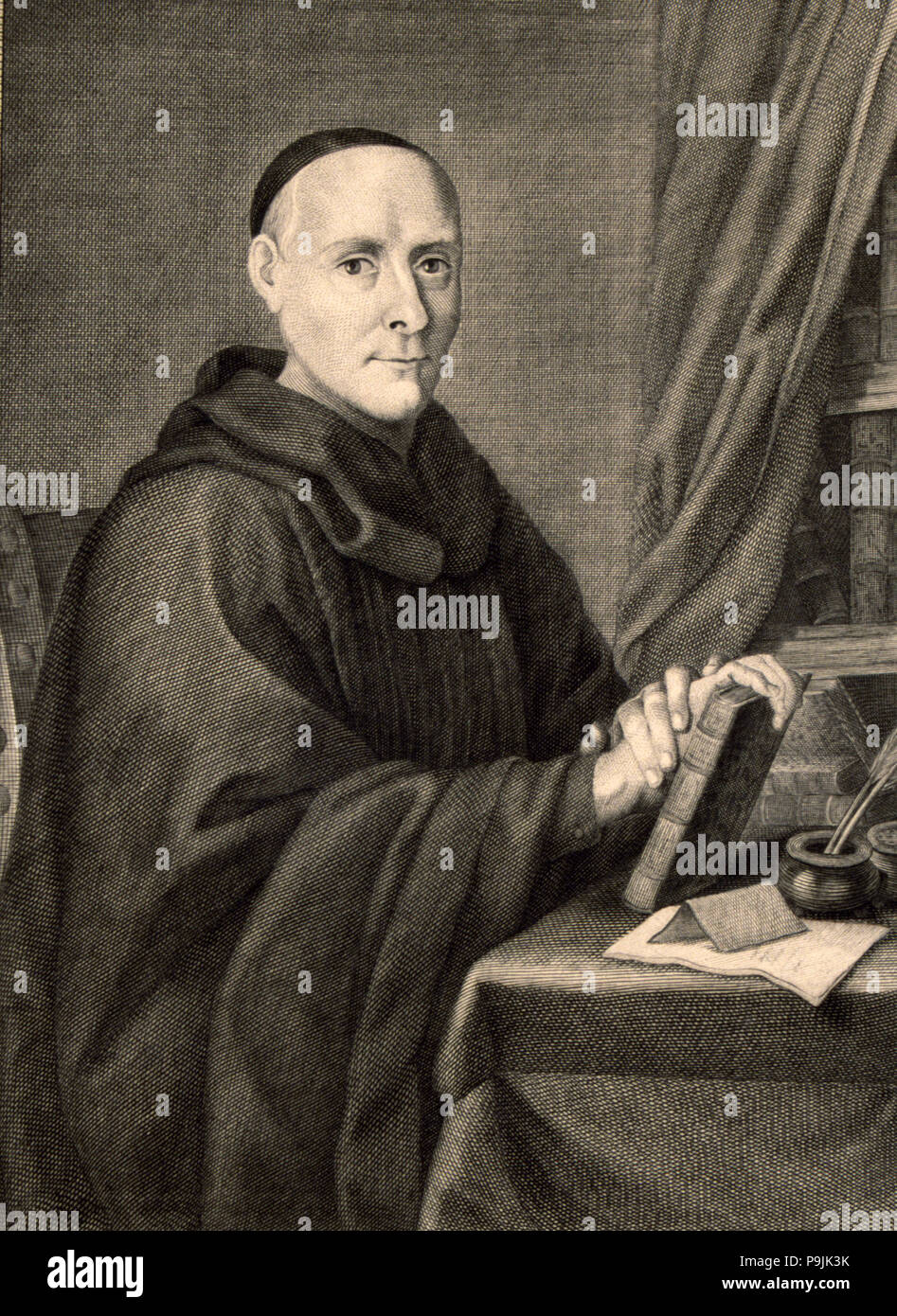 Fray Jerónimo Benito Feijoo (1676-1764), spanischer Benediktiner und Gelehrter, Gravur im c ... Stockfoto