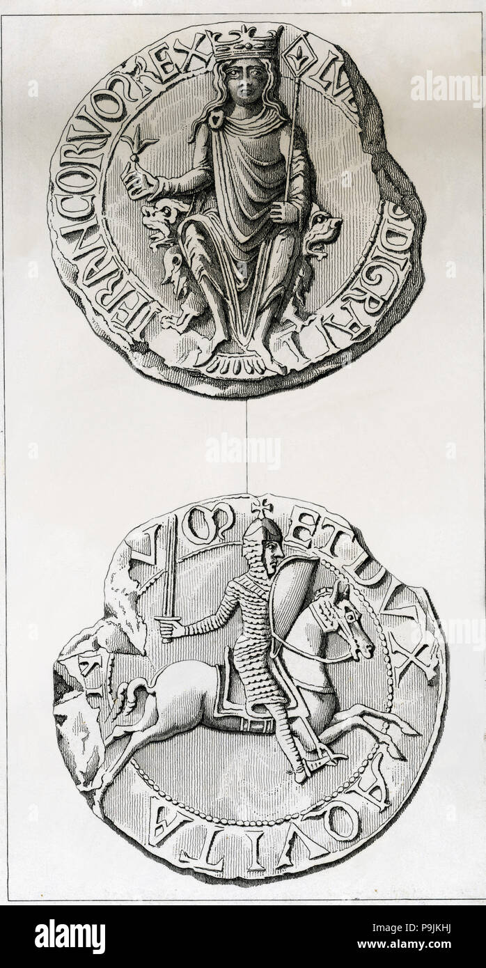 Dichtung von Ludwig VII., der Jüngere (1120-1180), König von Frankreich, Sohn von Louis VI, nahmen an der Sek… Stockfoto