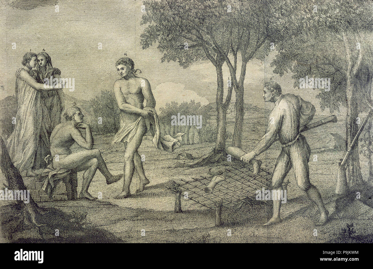 Maipuri Indianer, Bewohner des Oberen Orinoco, Grillen Mitglieder einer toten Feind, Italienisch engr… Stockfoto