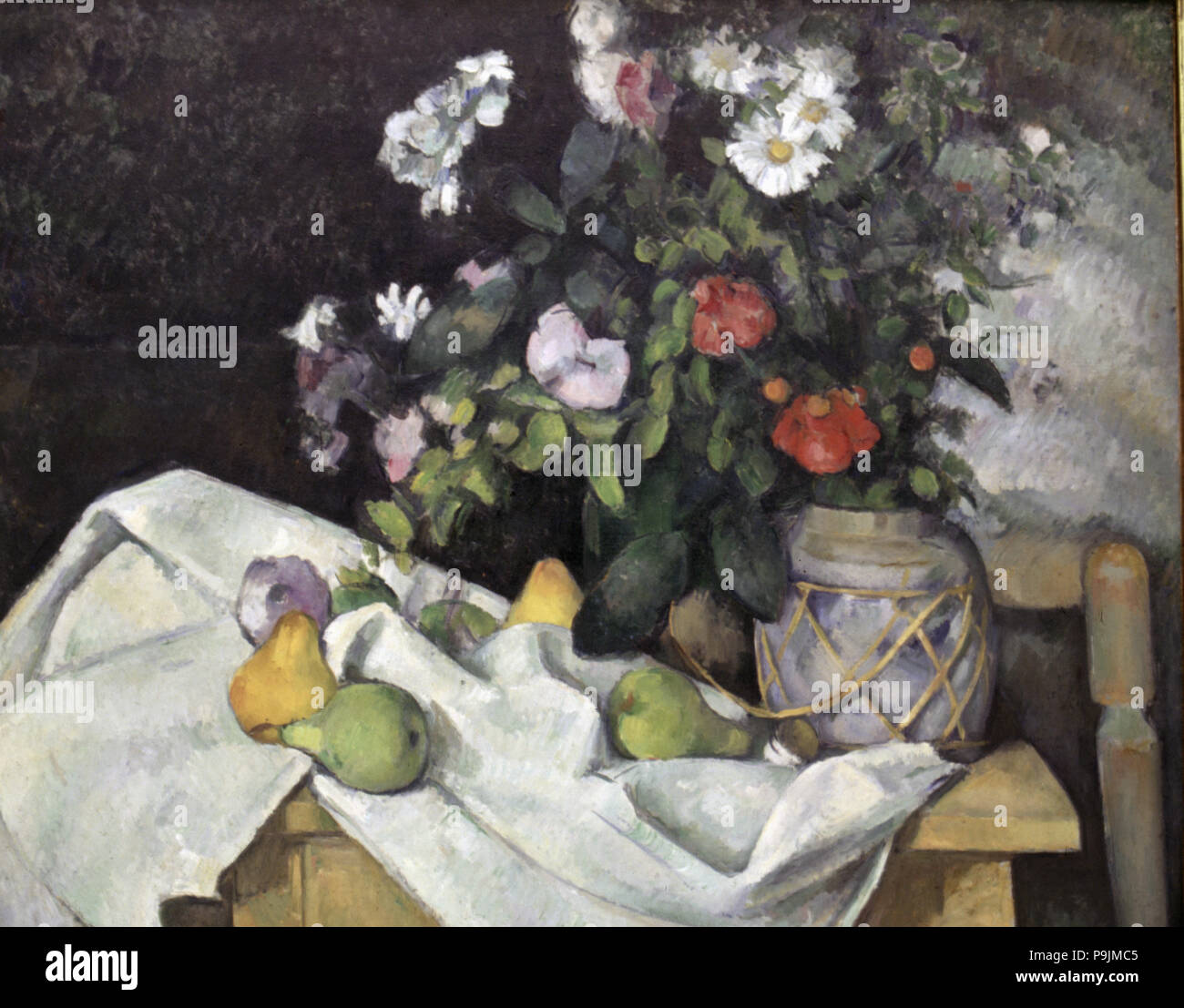 "Noch leben und Vase", Öl, 1880 von Paul Cezanne. Stockfoto