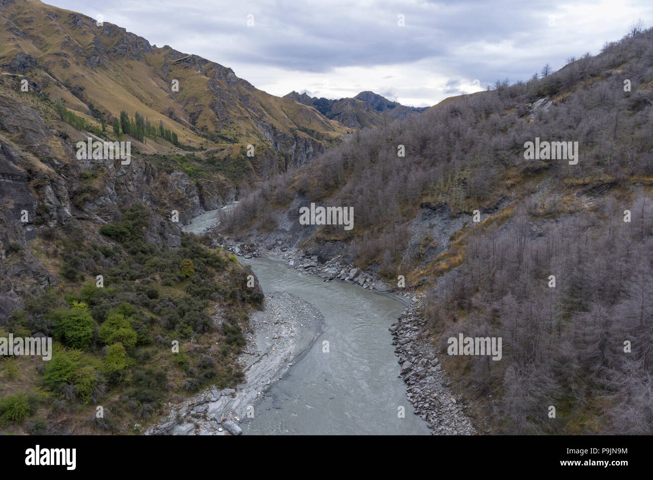 Shotover River in den Skippers Canyon, Queenstown, Otago, Südinsel, Neuseeland Stockfoto
