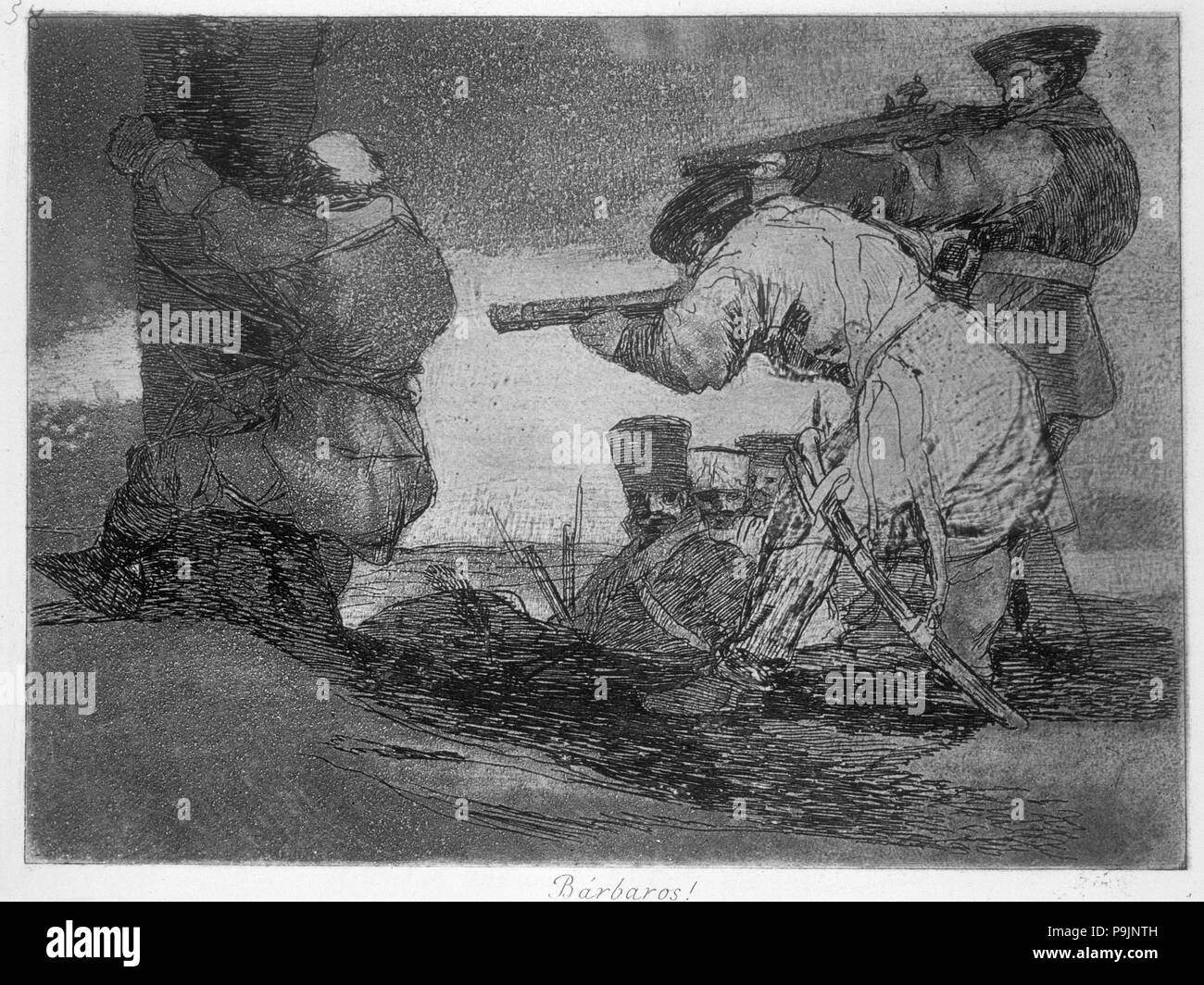 Die Katastrophen, von Krieg, eine Serie von Radierungen von Francisco de Goya (1746-1828), Platte 38: "bárbaros!… Stockfoto