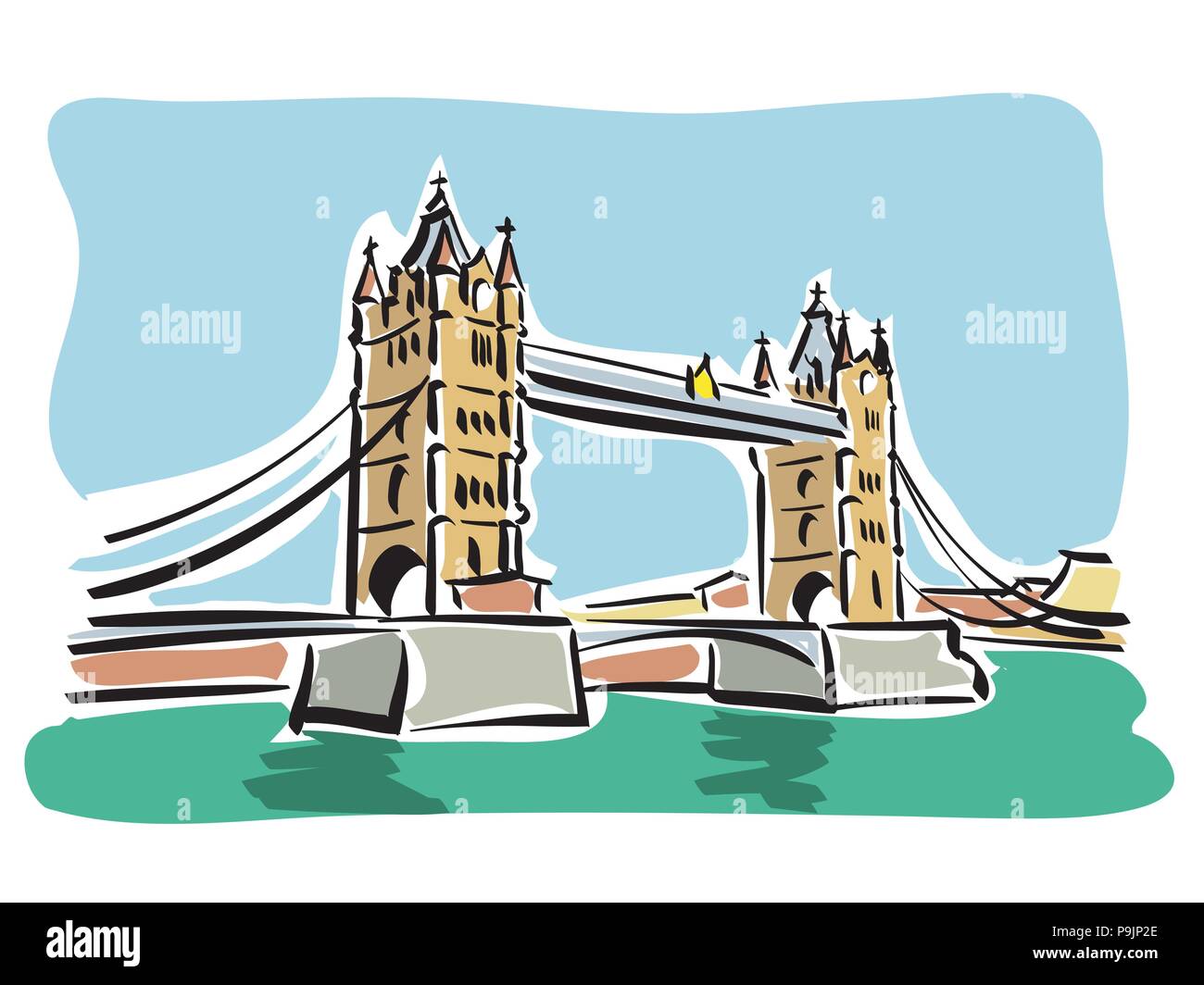 Vector Illustration der Tower Bridge in London. Stock Vektor