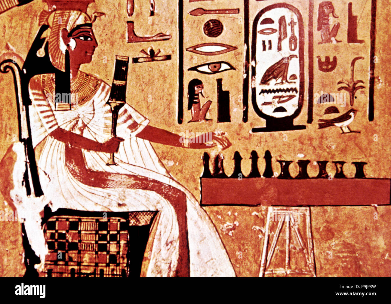Königin Nefertari Schachspiel, Fresko in ihrem Grab, die zu den XIX Dynastie, in der Senke o… Stockfoto