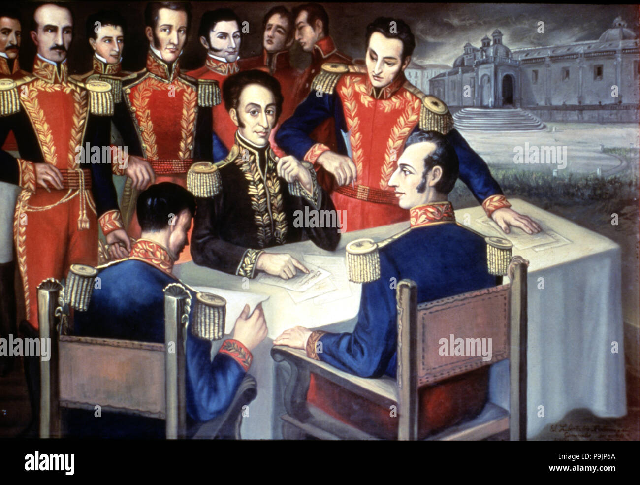 Bolivar und seine Generäle im Jahre 1822. Stockfoto