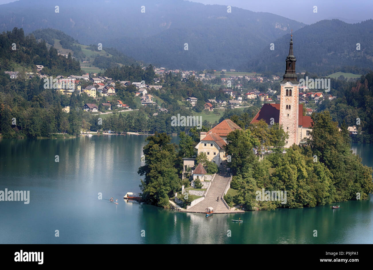 Lake Bled im Sommer Stockfoto