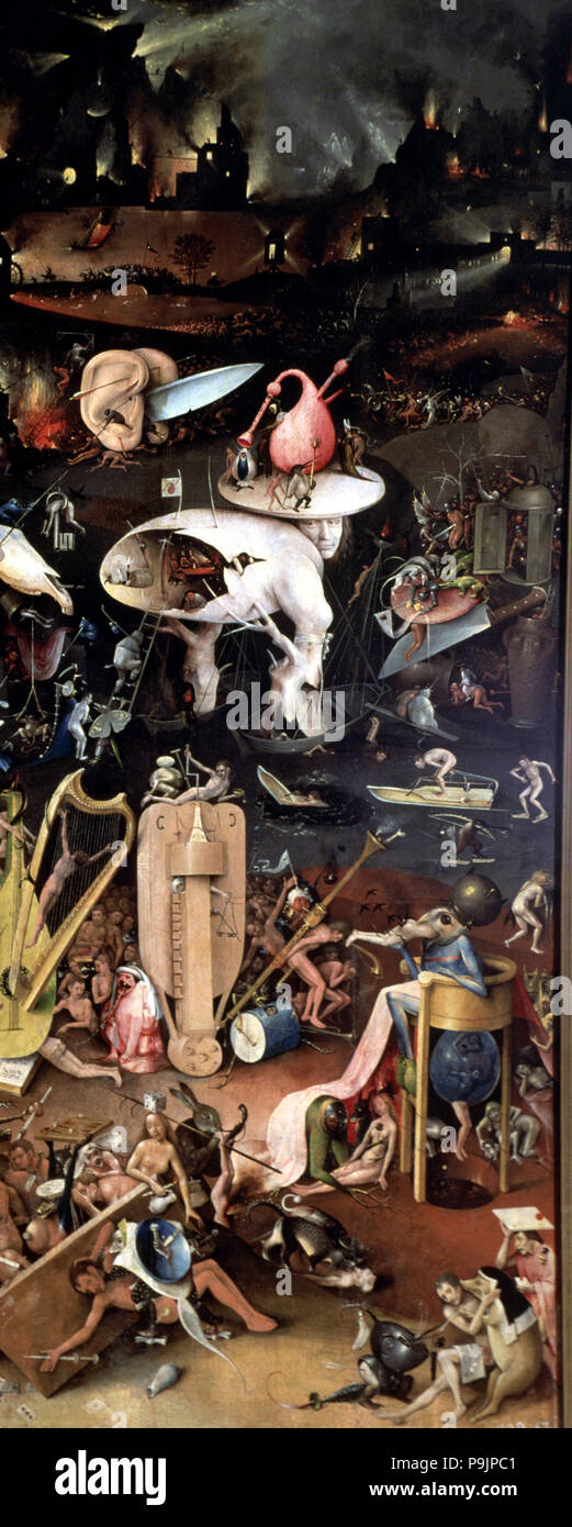 Die Hölle', rechts im Triptychon von El Bosco "Der Garten der Lüste". Stockfoto