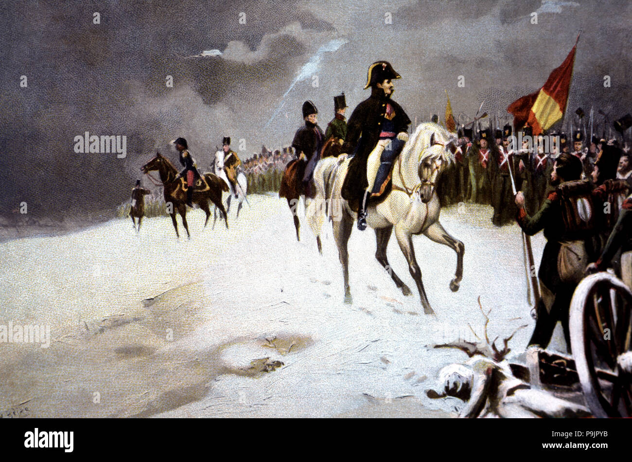 Erste Wagenliste Krieg general Espartero seine Truppen Überprüfung vor der Schlacht von luchana auf Decembe… Stockfoto