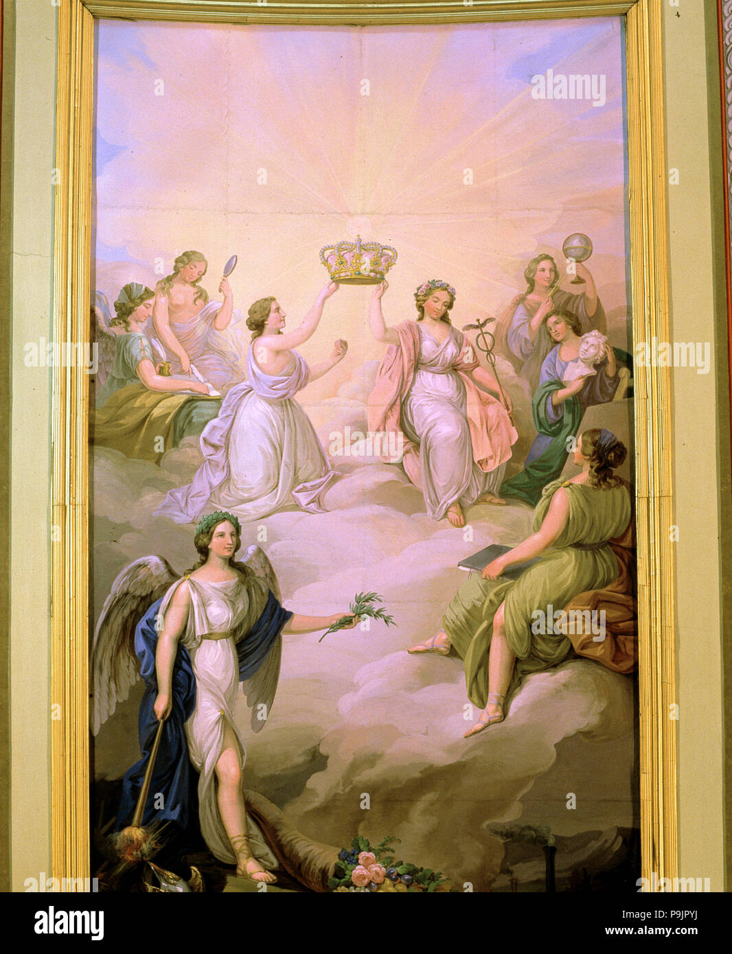 Allegorische Gemälde von der Decke Dekoration der Thronsaal. Stockfoto