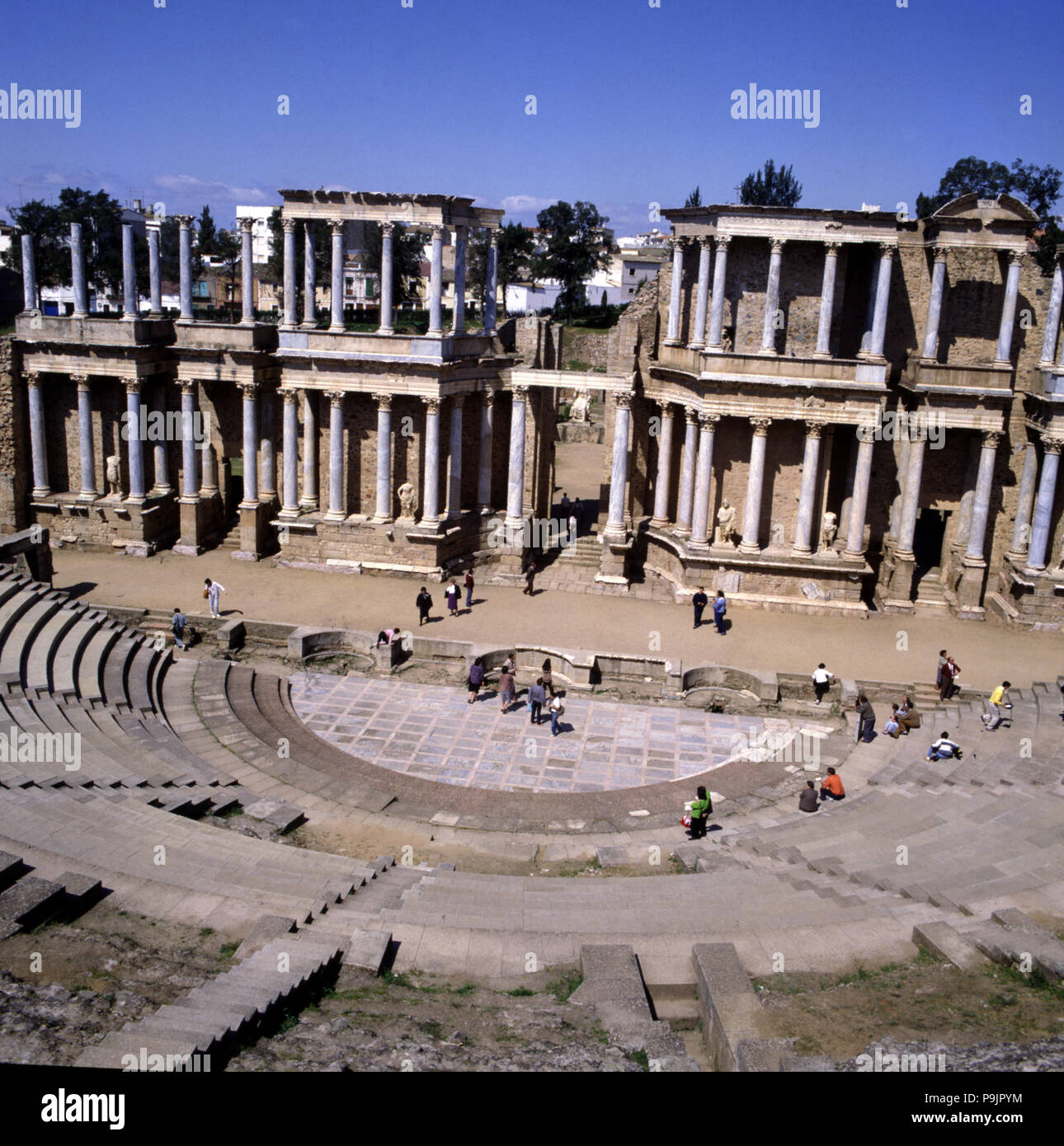 Ruinen der römischen Theater der antiken Stadt Emerita Augusta, jetzt in Mérida. Stockfoto