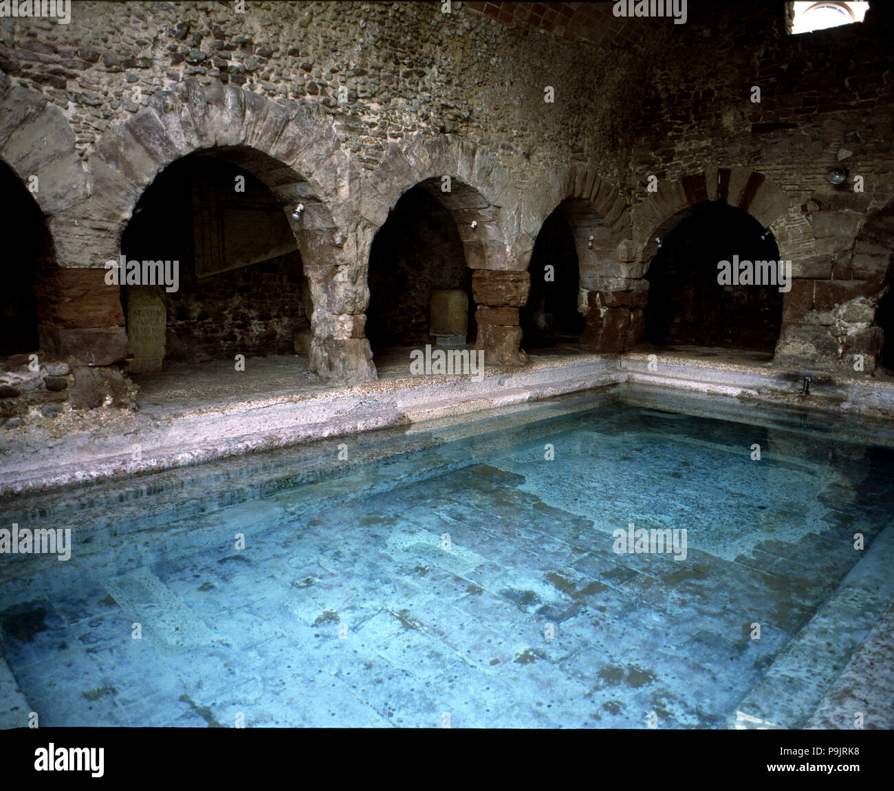 Innenraum der Römischen Bäder von Caldes de Montbui. Stockfoto