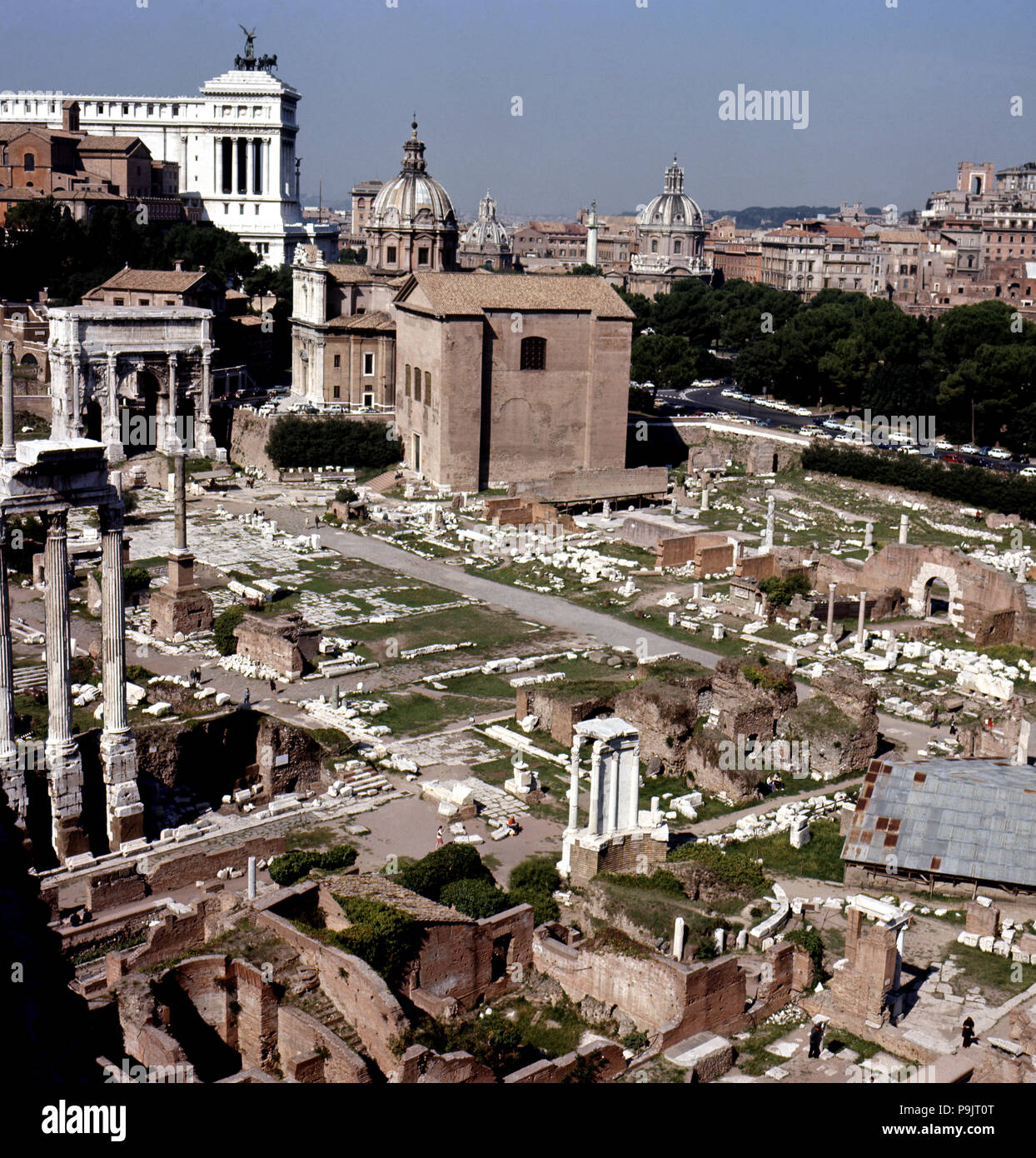 Blick auf das Forum Romanum in Rom. Stockfoto