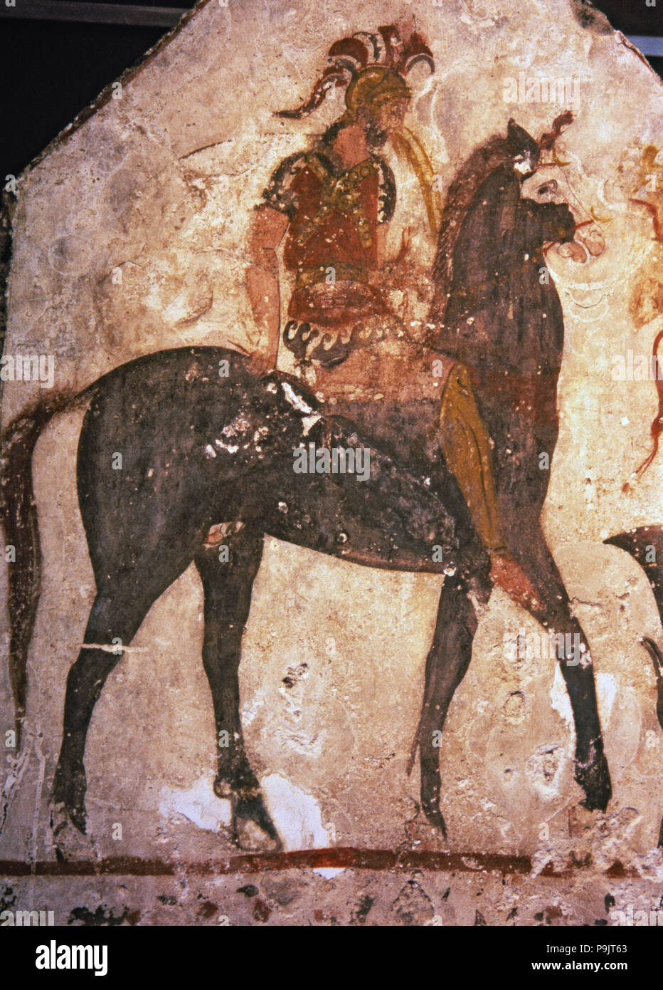 Reiter, griechische malerei mit kursiv beeinflusst, von der Lukanische Grab in Paestum. Stockfoto