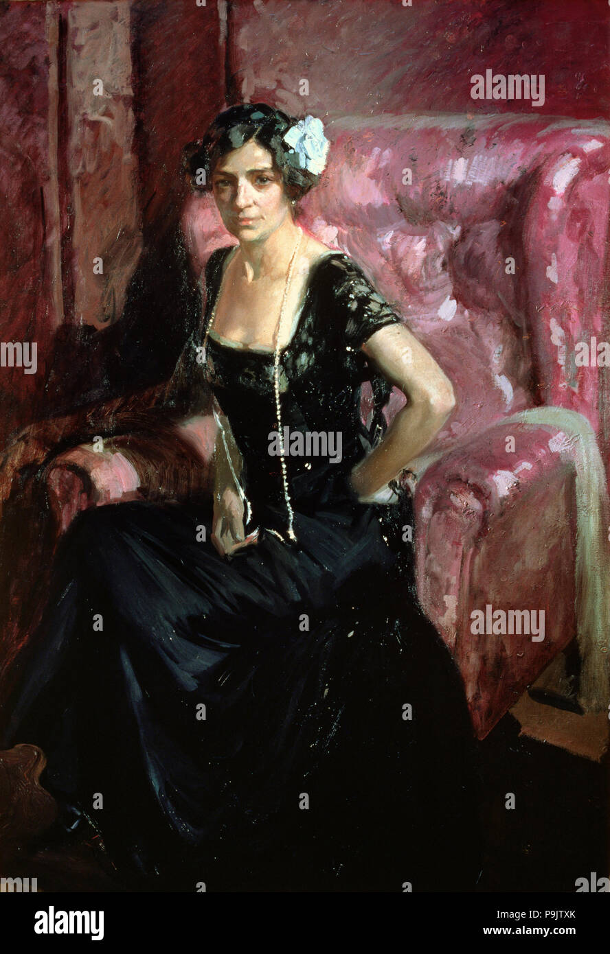 "Clotilde im Abendkleid", Öl, 1911 von Joaquin Sorolla. Stockfoto
